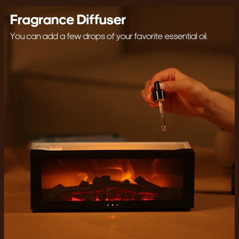 Colorful Flame Fireplace Aroma Diffuser 150ml Waterless Auto-Off Air Humidifier with Timer Remote Control for Home Bedroom Gift