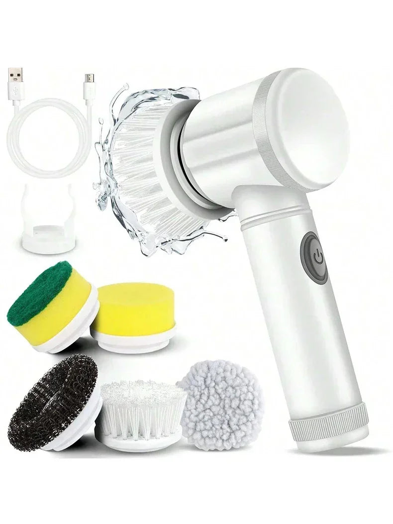 New Electric Spin Scrubber,Bathroom Cleaning Brush Power Scrubber with 5 Replaceable Brush Heads, 5 in 1 Electric Cleaning Brush