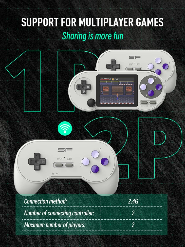 DATA FROG SF2000 Portable Handheld Game Console 3 Inch IPS Retro Game Consoles Built-in 6000 Games Retro Video Games For Kids