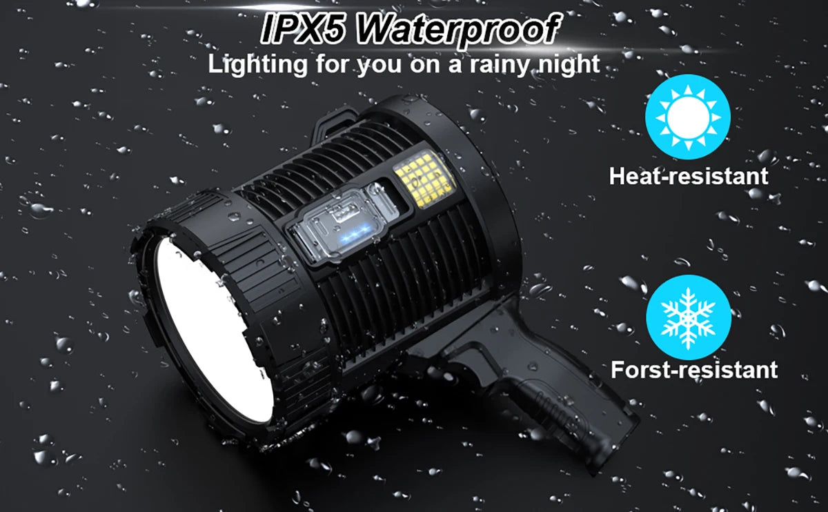 Rechargeable Spotlight 900000 Lumens Led Spot Lights Handheld Large Flashlight Super Bright Outdoor Solar Spotlights Searchlight