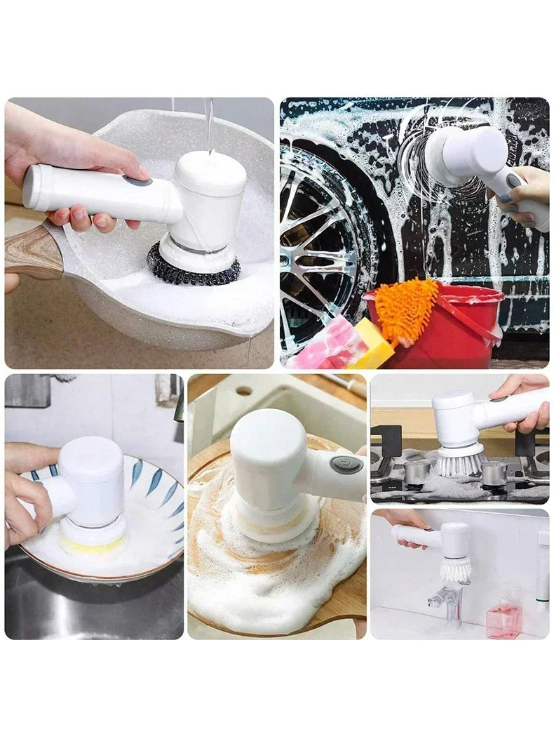 New Electric Spin Scrubber,Bathroom Cleaning Brush Power Scrubber with 5 Replaceable Brush Heads, 5 in 1 Electric Cleaning Brush