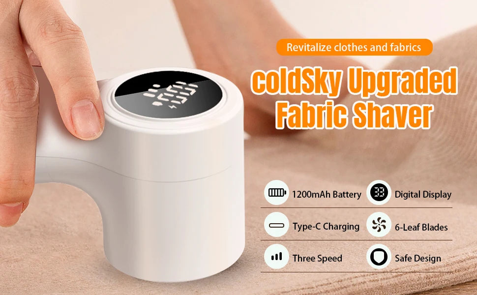 coldSky Lint Remover for Clothes with 2 Replaceable Blades Rechargeable Fabric Shaver 3-Speeds Electric Lint Shaver for Sweater